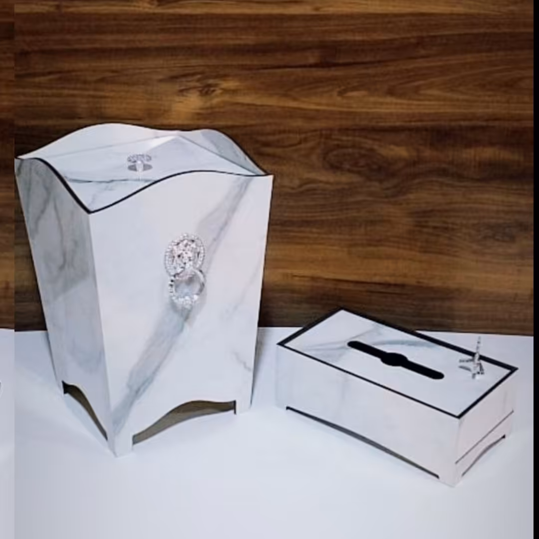 ست سطل و جا دستمال طرح سنگ کد 303