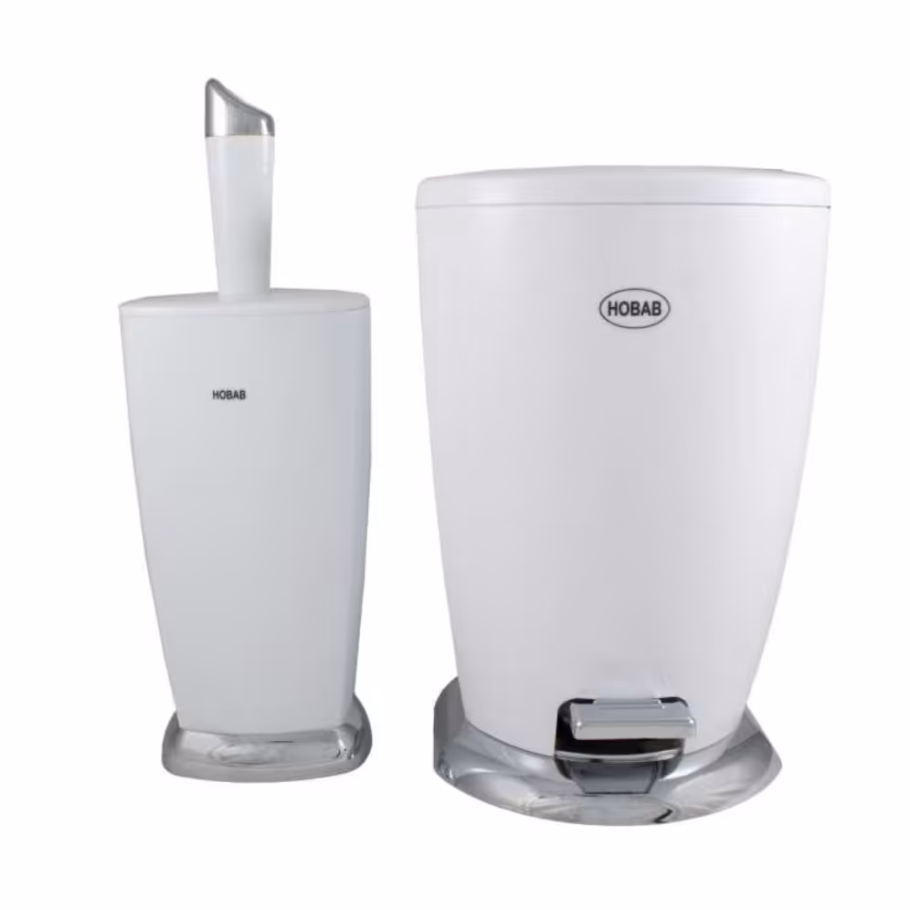 سطل و فرچه حباب مدل لیلیا رنگ سفید کروم 