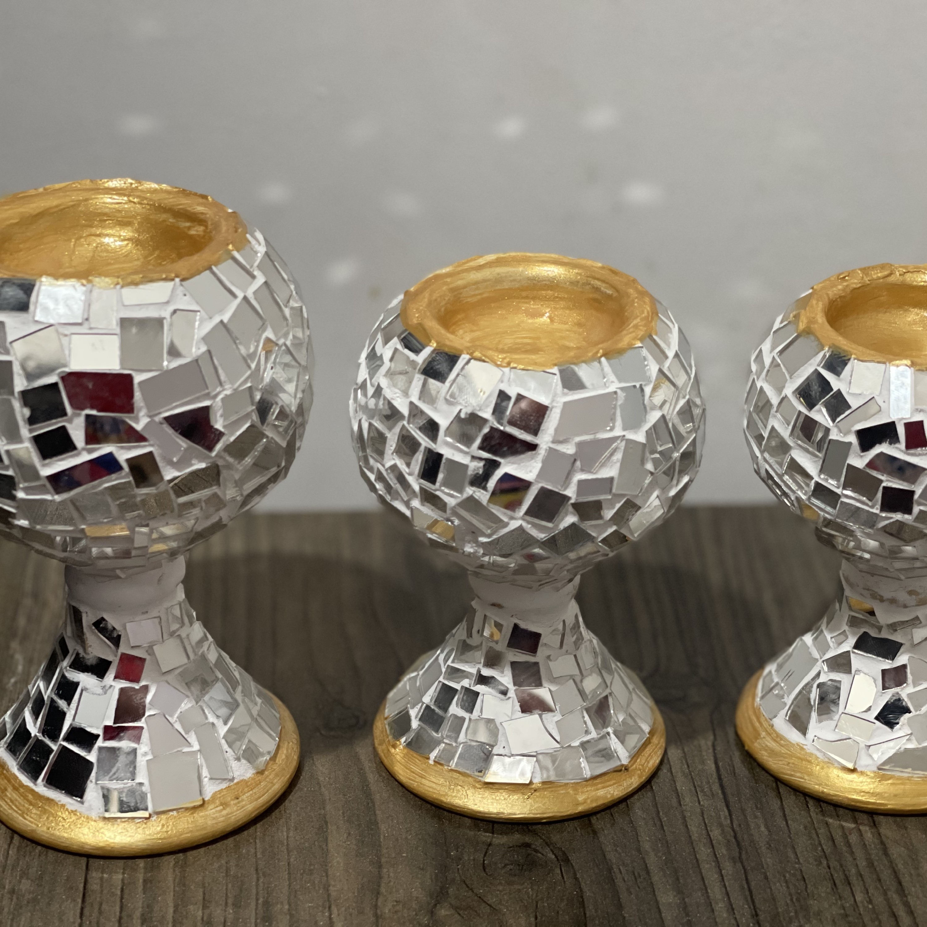 ست شمع پایه دار آینه کاری دکوری خاص