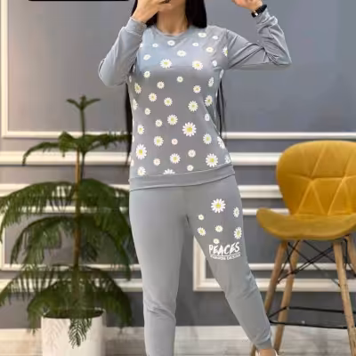 ست بلوز شلوار بابونه 7005جنس دورس فری سایز38تا44