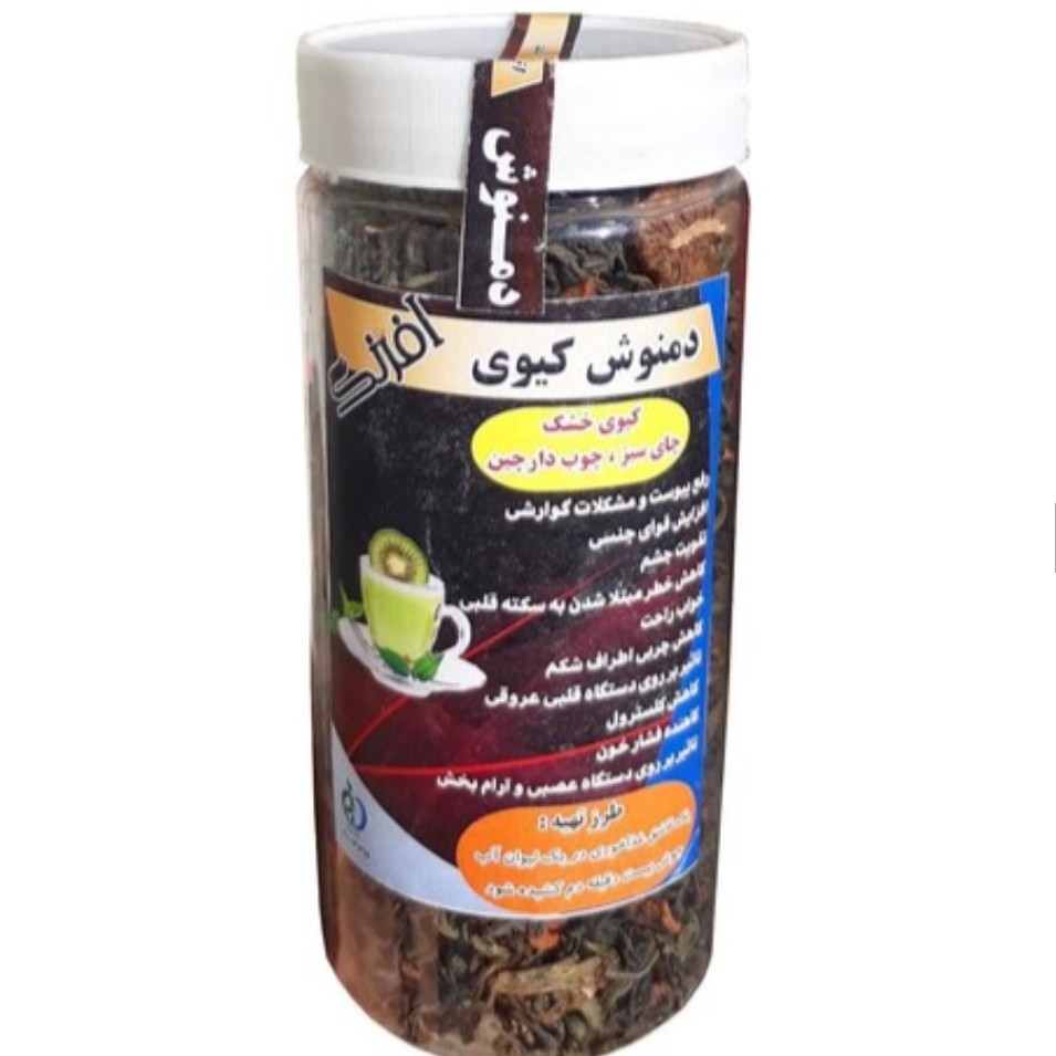 دمنوش چای سبز و کیوی خشک و چوب دارچین