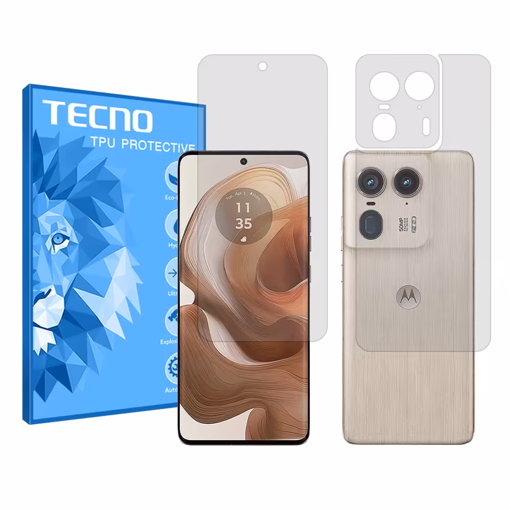 گلس صفحه نمایش و پشت گوشی موتورولا Edge 50 Ultra مدل هیدروژلی شفاف برند تکنو کد SS