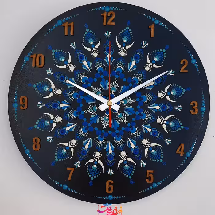 ساعت نقطه کوبی شده جنس ام دی اف وارداتی واناچای رنگ آبی