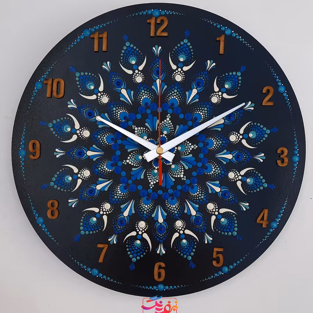 ساعت نقطه کوبی شده جنس ام دی اف وارداتی واناچای رنگ آبی