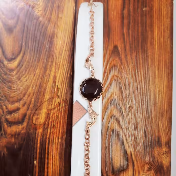 دستبندمسی  نگین وقلمزنی طرح ماهی