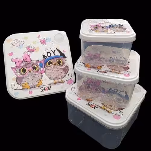 ظرف غذای کودک  سوپاپ دار ،فریزری چهار تیکه  طرح دار   