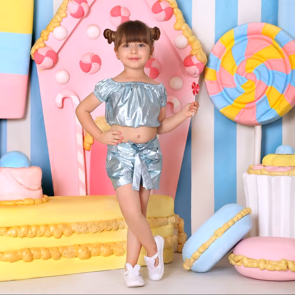 کراپ و شلوارک دخترانه مدل سلینا کد 1148