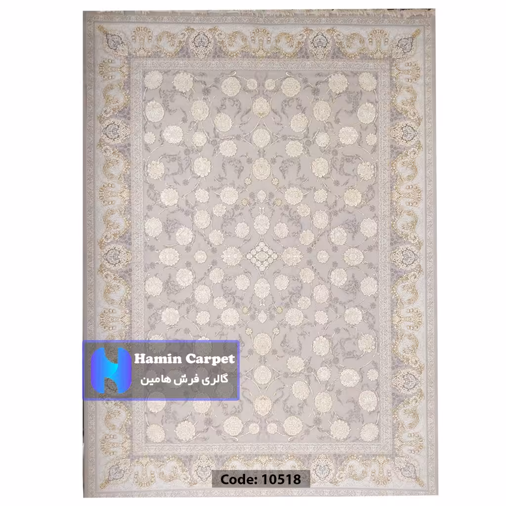 فرش 9 متری 1200 شانه تراکم 3600 نخ اکلریک گل برجسته کد AR10518