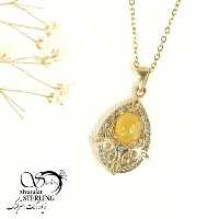 گردنبند سنگ شرف الشمس اشکی (طلاروس) کد 10061