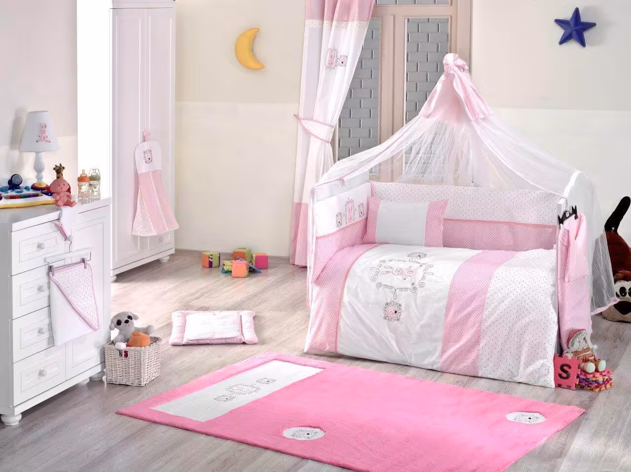 سرویس 9 تکه لحاف کودک کیدبو مدل سویت رابیتو پینک