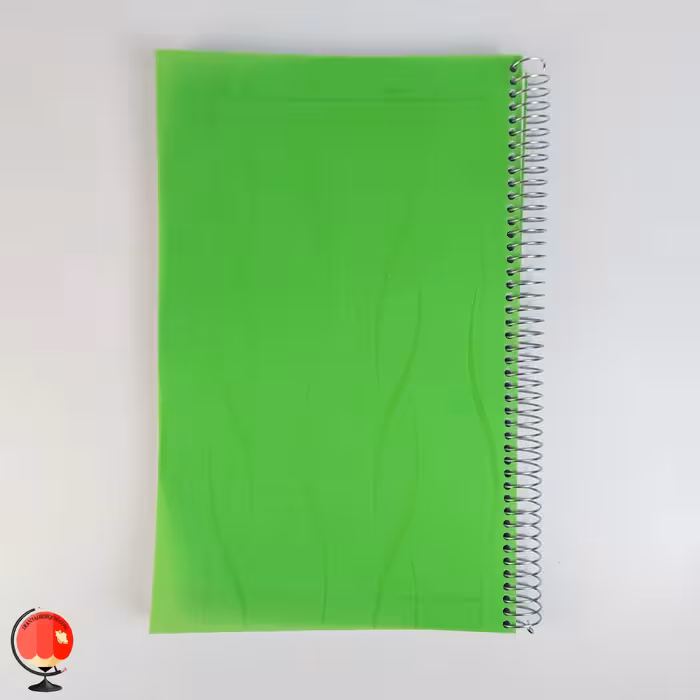 دفتر 160 برگ رحلی آونگ سیمی جلد طلقی رنگ سبز کد 12114