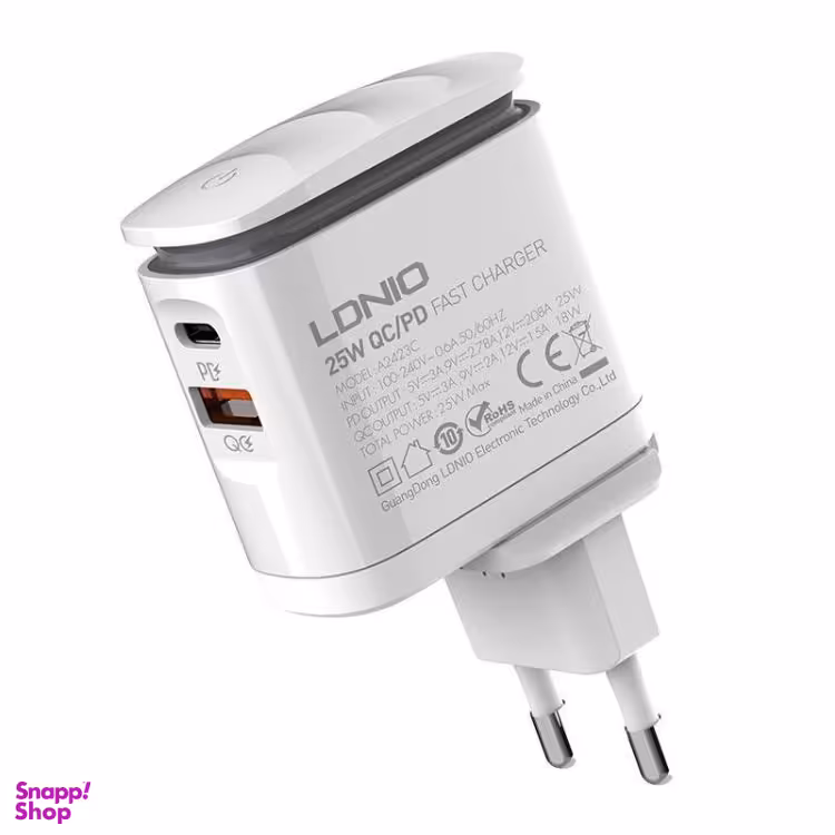 شارژر دیواری گوشی موبایل الدینیو مدل A2423C به همراه کابل USB-C