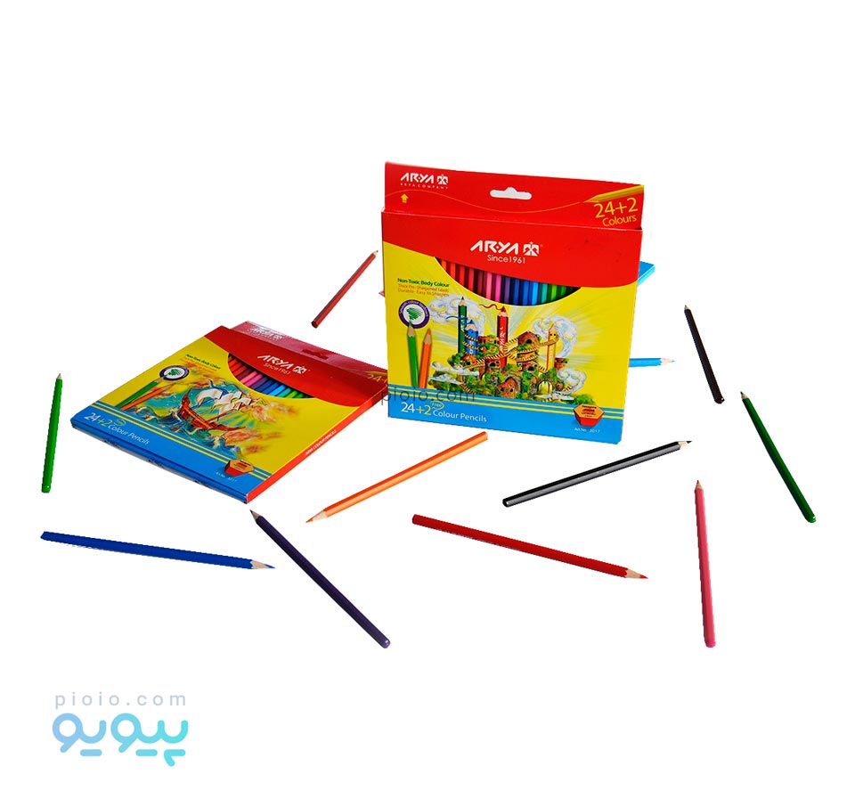 مداد رنگی 2 24 رنگ آریا کد 3017