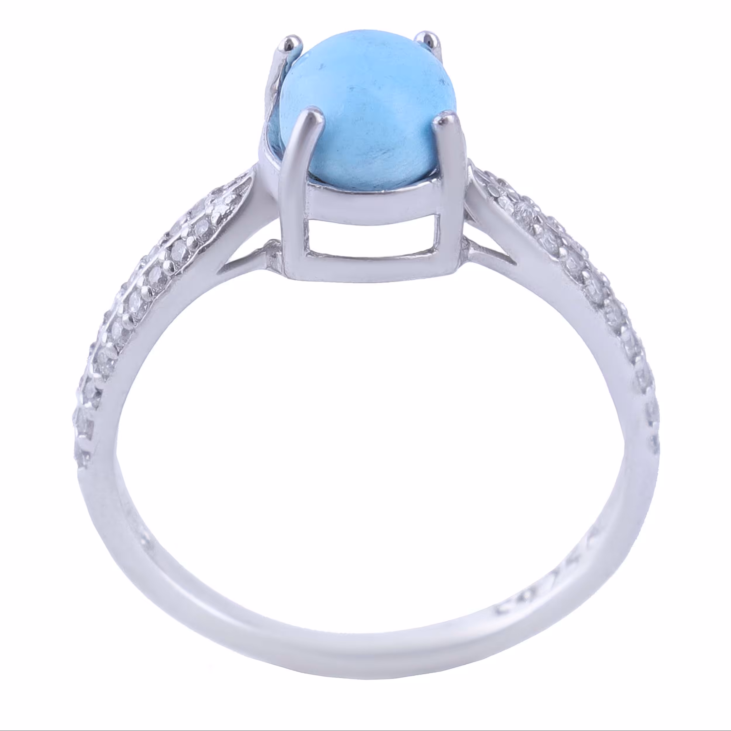 انگشتر نقره زنانه بازرگانی میلادی مدل سنگ فیروزه طبیعی نگین برلیان کدAWR1483