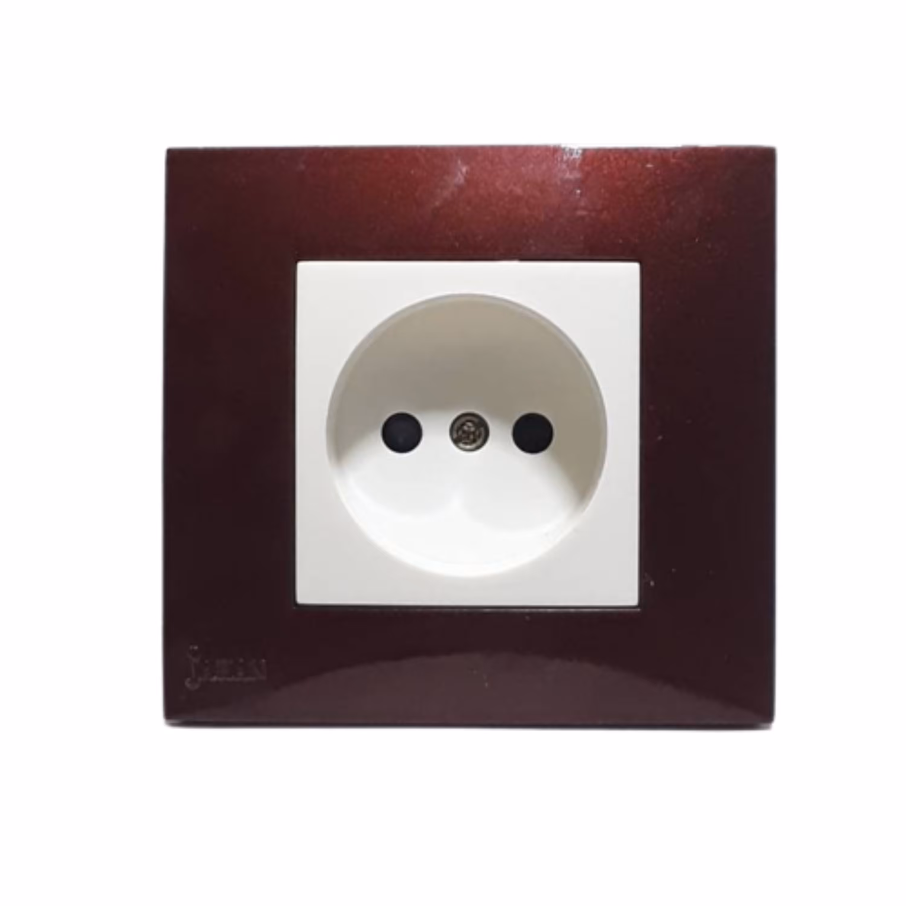 پریز برق جهان الکتریک مدل صدف با قاب زرشکی