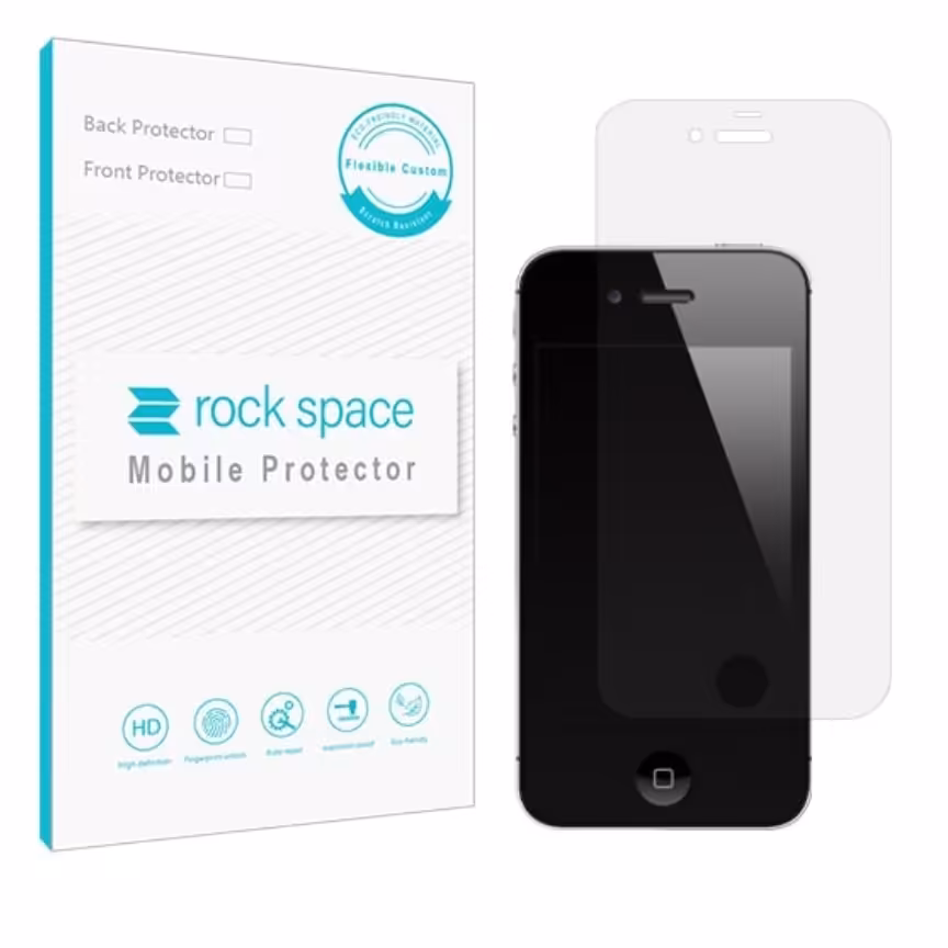 گلس نانو هیدروژل شفاف و ضد ضربه گوشی اپل iphone 4 برند راک اسپیس 