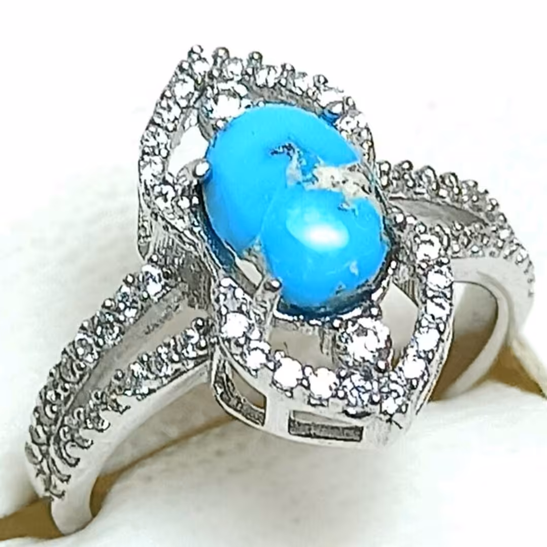  انگشتر نقره زنانه همراه با فیروزه نیشابوری 32