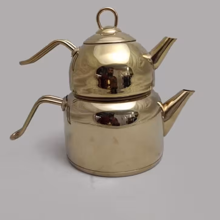 کتری قوری نزاز کد 2407---- 2/5 لیتر رنگی قوری چینی طلایی 