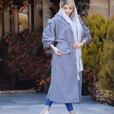 مانتو دانشجویی میکرو مدل کلاهدار بدون آستر