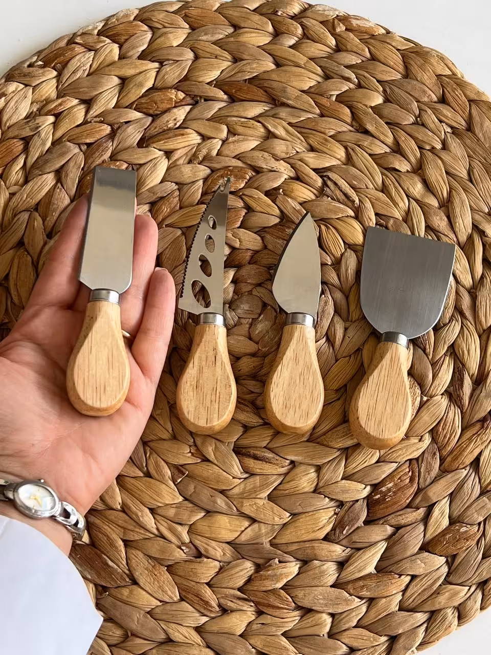 ست کارد صبحانه خوری 4 تایی دسته چوبی طرح 3