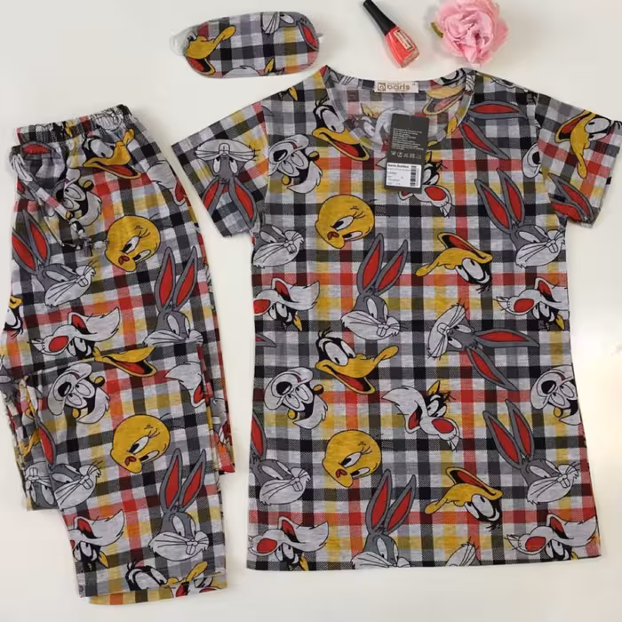 ست تیشرت شلوار به همراه چشم بند از برند ترک باریش وارداتی جنس نخ کیفیت تضمینی شل