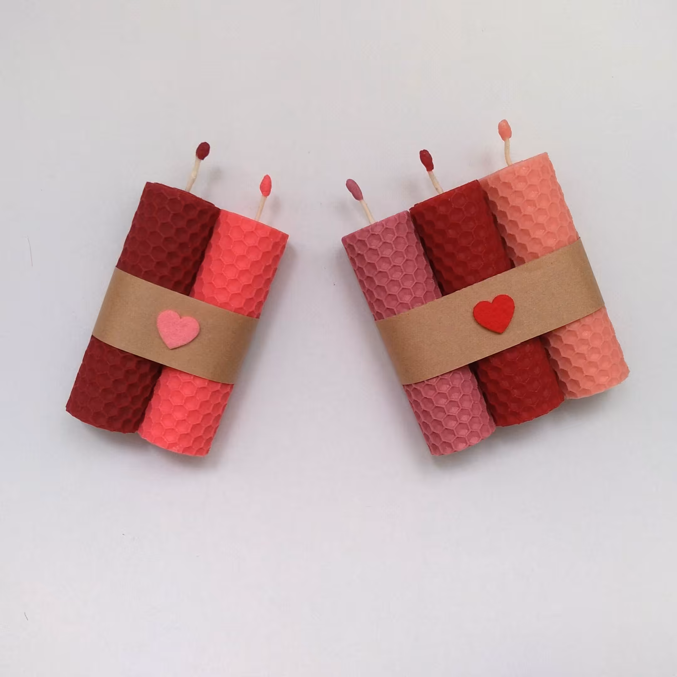 ست پنج عددی شمع موم عسلی  قد 9 قطر دو و نیم در رنگ های دلخواه شما