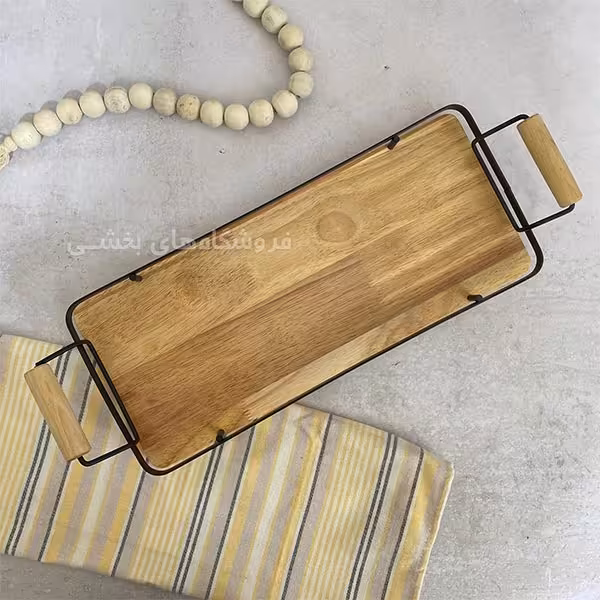 سینی رولتی مدل کف و دسته چوبی ایکیا سایز بزرگ