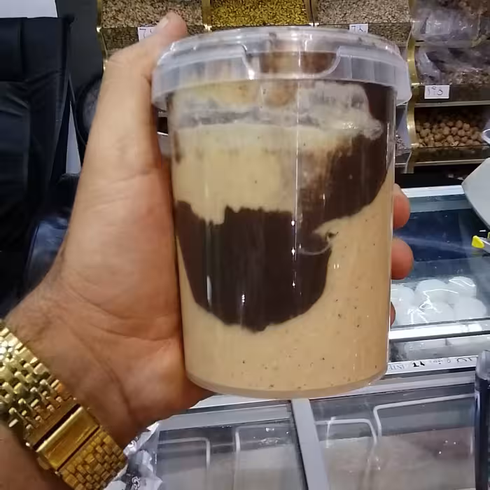 کره بادام زمینی(شکلاتی) آجیل سرای آقاجون با بادام زمینی آستانه