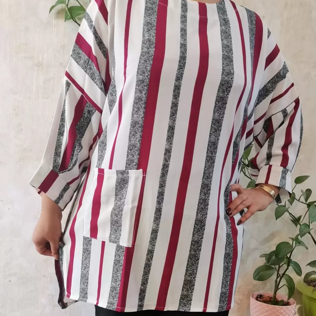 مانتو تونیک ابروبادی راه راه قواره دار