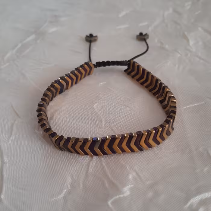 دستبند کشویی حدید دو رنگ بنفش طلایی