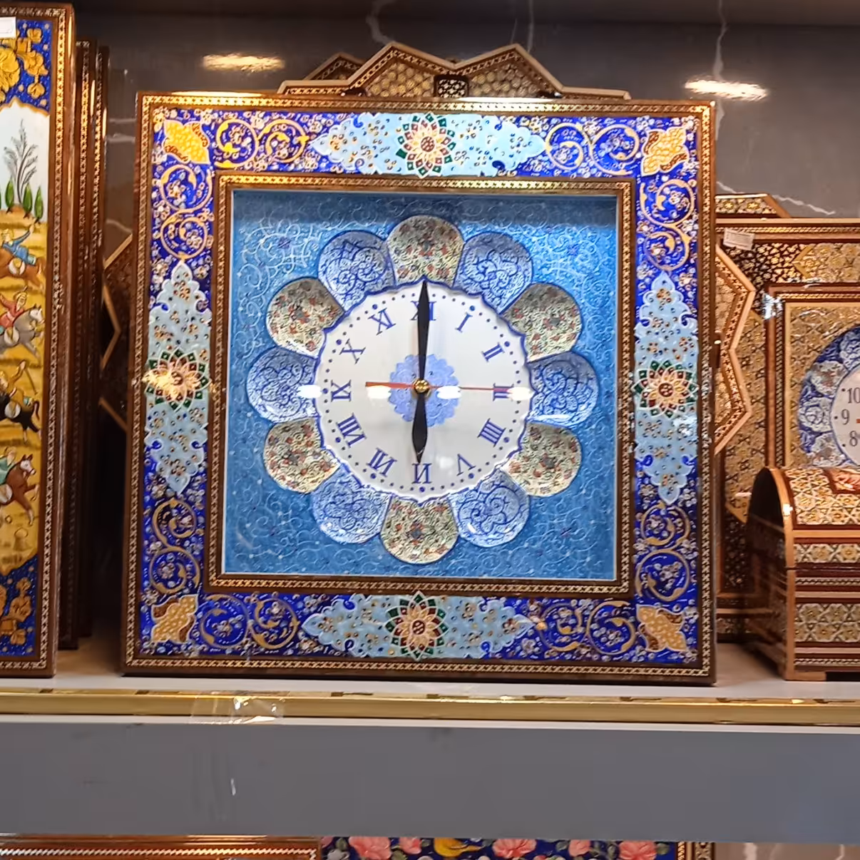 ساعت دیواری خاتم و نقاشی تذهیب 