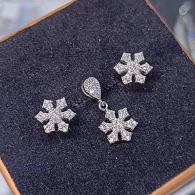 نیمست نقره طرح دانه برف میخی و ظریف عیار 925 کد 9820