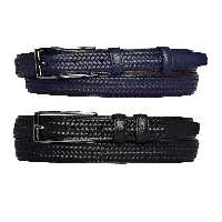 کمربند مشکی مردانه 100 ٪ چرم اصلی 2 PEST آبی دریایی دوخته شده پارچه بافتنی 35 CM GoDeri