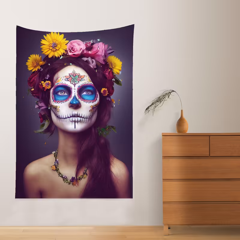 پوستر پارچه ای فیانی طرح تپستری بلک لایت SKELETON کد F43