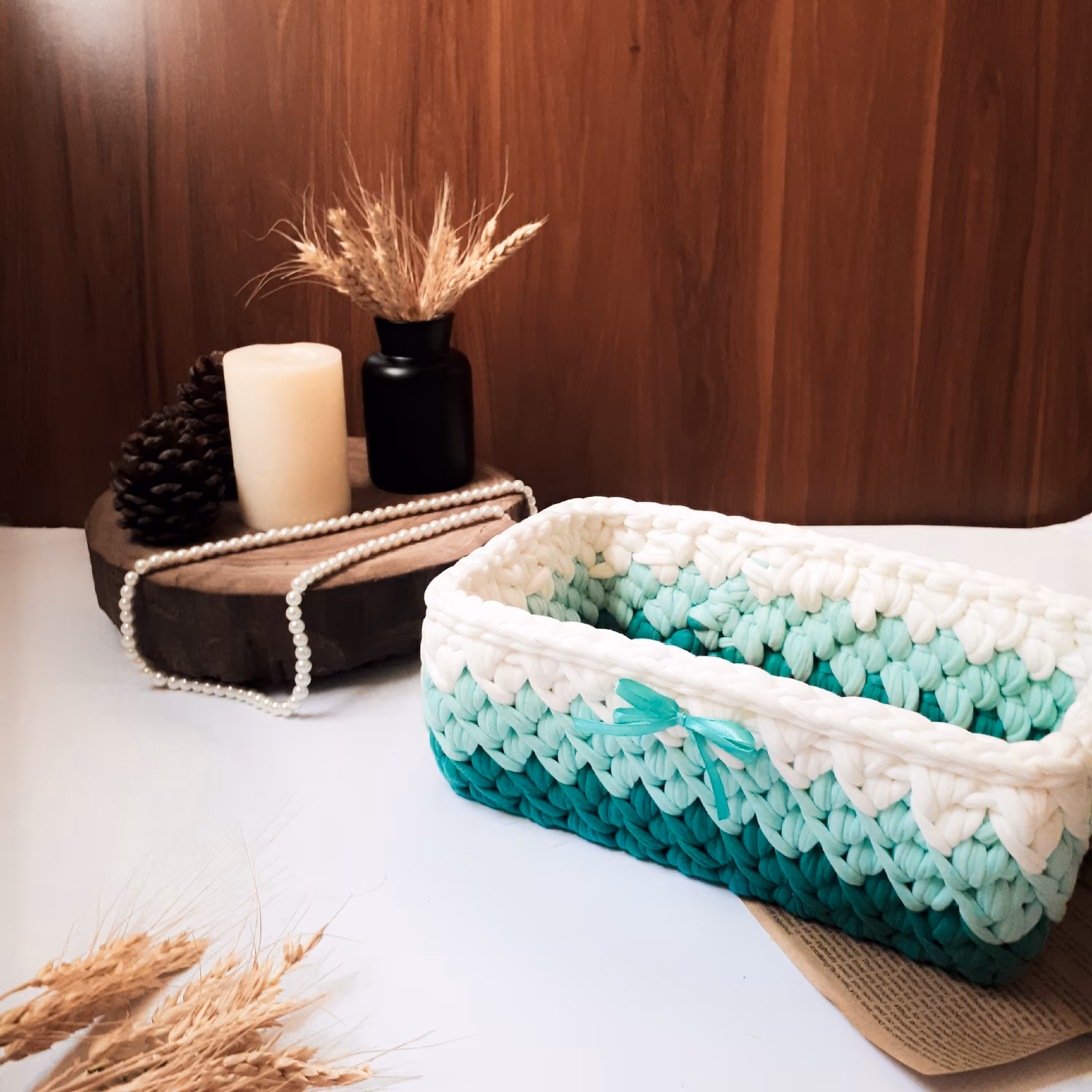 سبد تریکو مستطیل طیف سبز