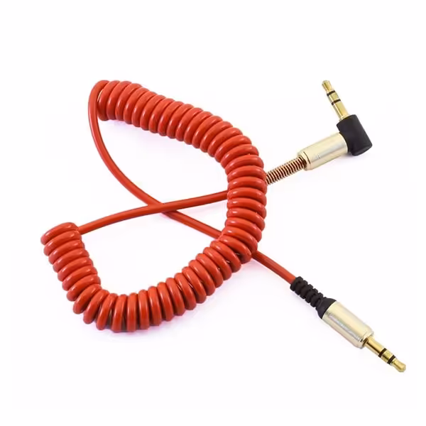 کابل ای یو ایکس فنری AUX سیم تلفنی سر کج  (رنگبندی)  کیفیت عالی 