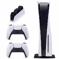 مجموعه کنسول بازی سونی مدل PlayStation 5 Slim دیسک خور همراه یک کنترلر اضافه و پایه شارژ دوال سنس