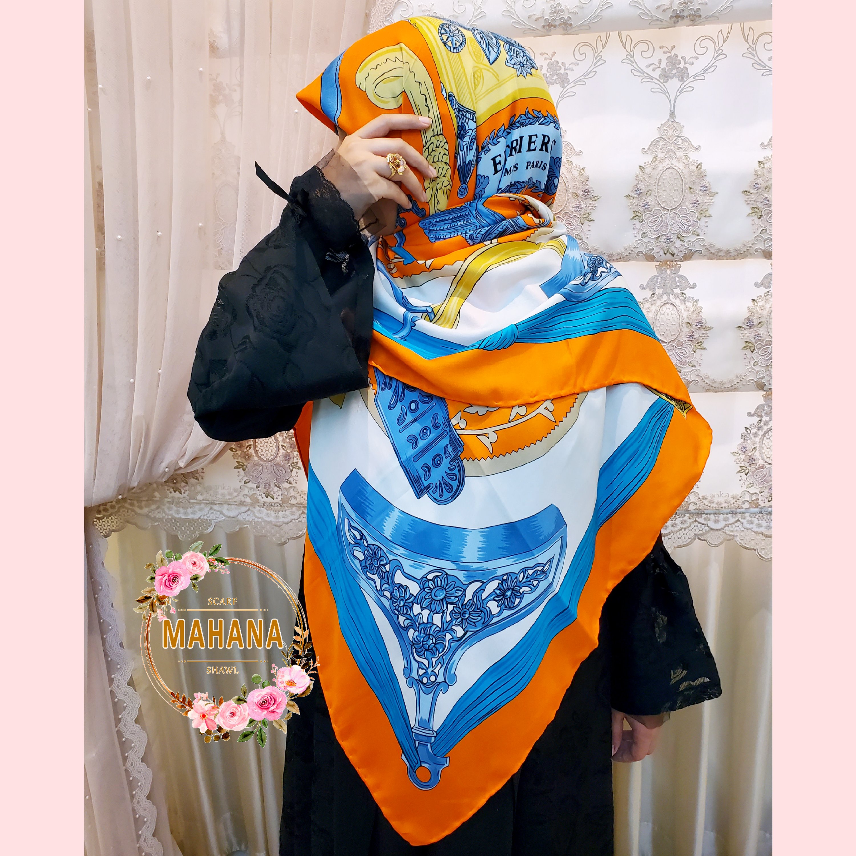روسری نخ کشمیر چهارفصل.رنگ نارنجی.ایستایی بالا