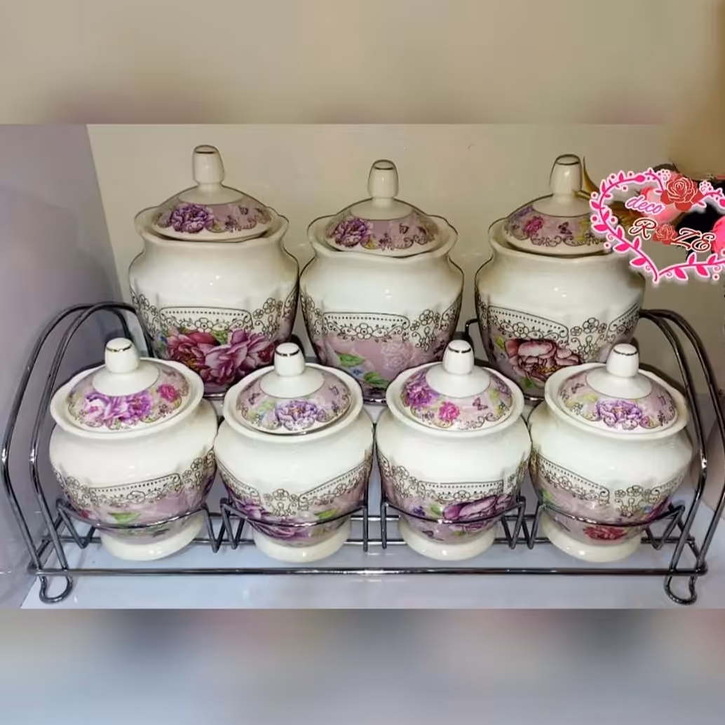 پاسماوری جنس چینی نقره کوبی شده 8پارچه بهمراه استند استیل باکیفیت