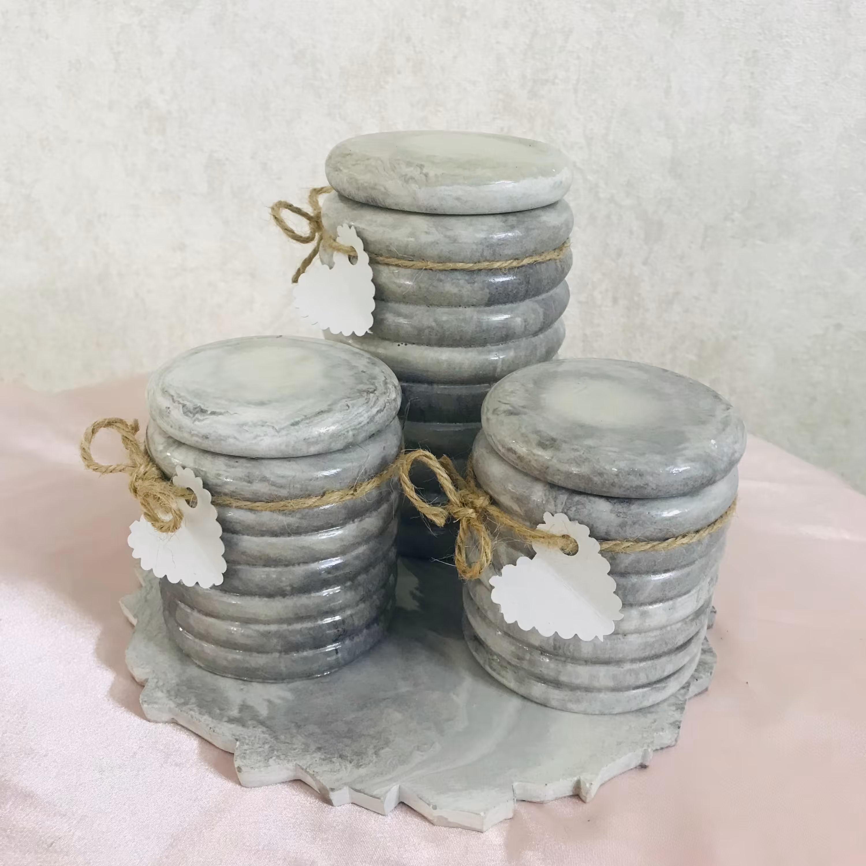 جا ادویه مدل حلقه ای رگه طوسی روشن مجموعه سه تایی