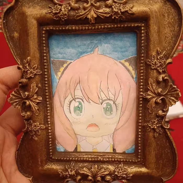 نقاشی شخصیت انیمه ای آنیا از انیمه spyxfamily 