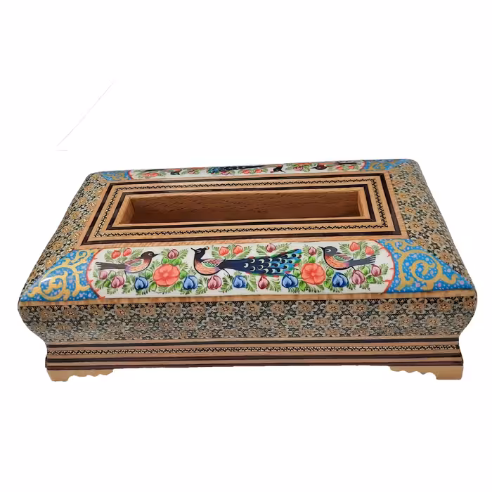 جعبه دستمال کاغذی خاتم کاری