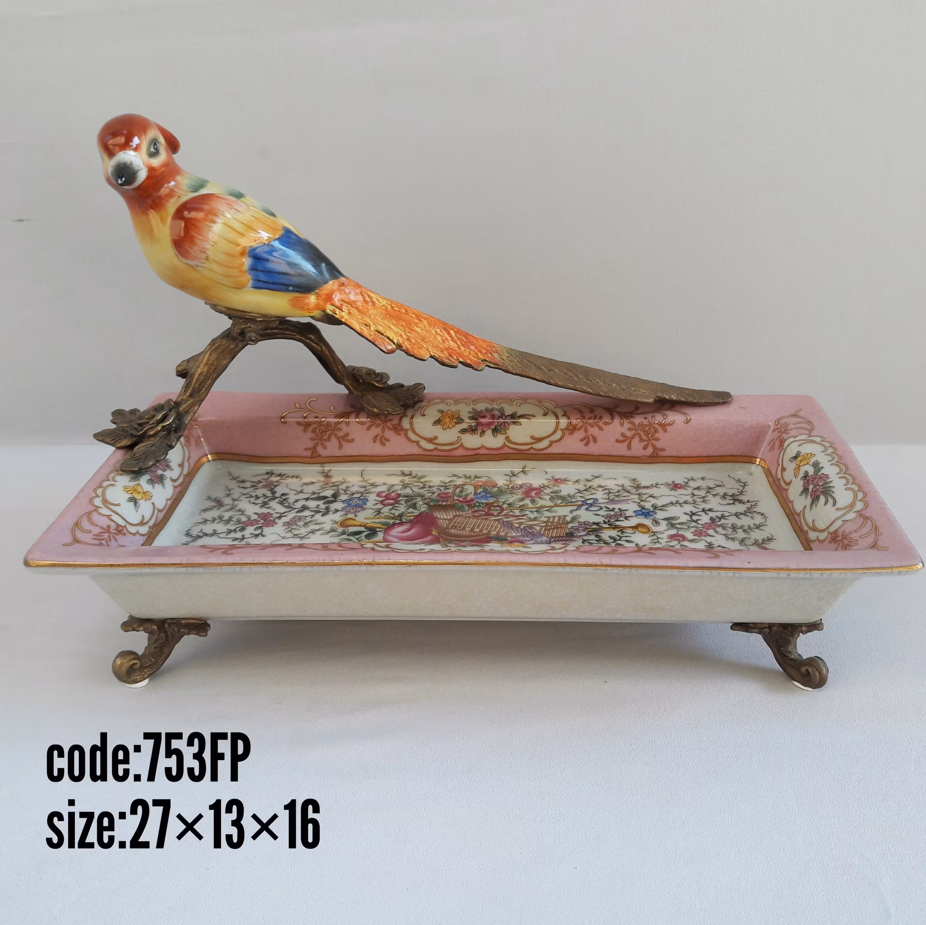 شیرینی خوری چینی برنز طرح پرنده