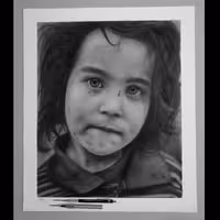  نقاشی سیاه قلم ، سبک فتورئالیسم ،ابعاد 50در 70 سانتی متر،زمینه مقوا فابریا 