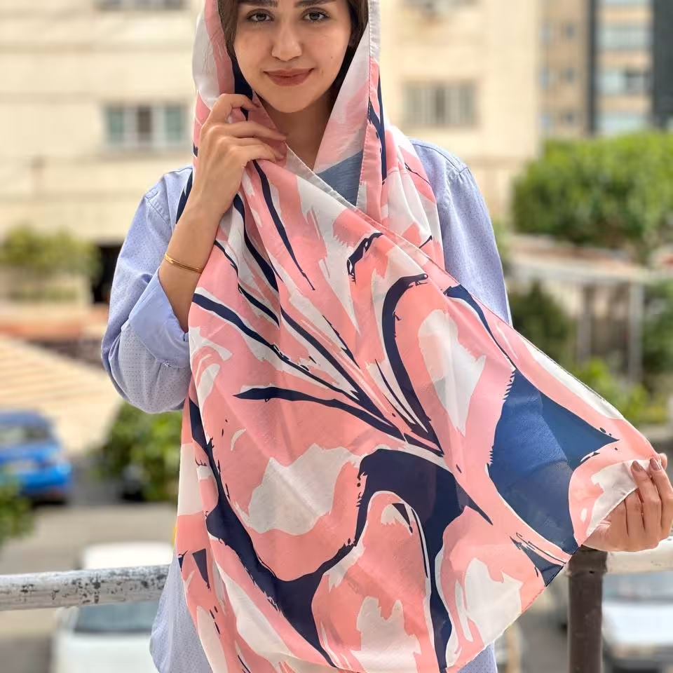 شال زنانه جدید نخی تابستانی رنگ شاد آبرنگی طرحدار با ارسال رایگان کد r412 