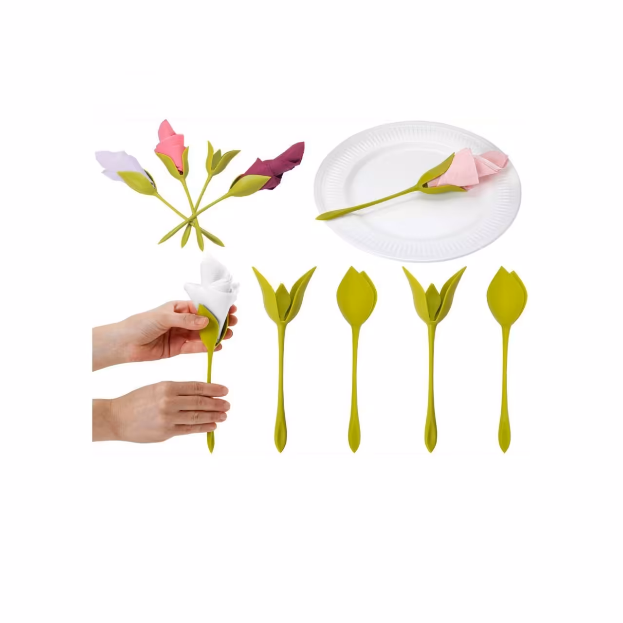 نگهدارنده دستمال سفره طرح گل رز بسته 4 عددی