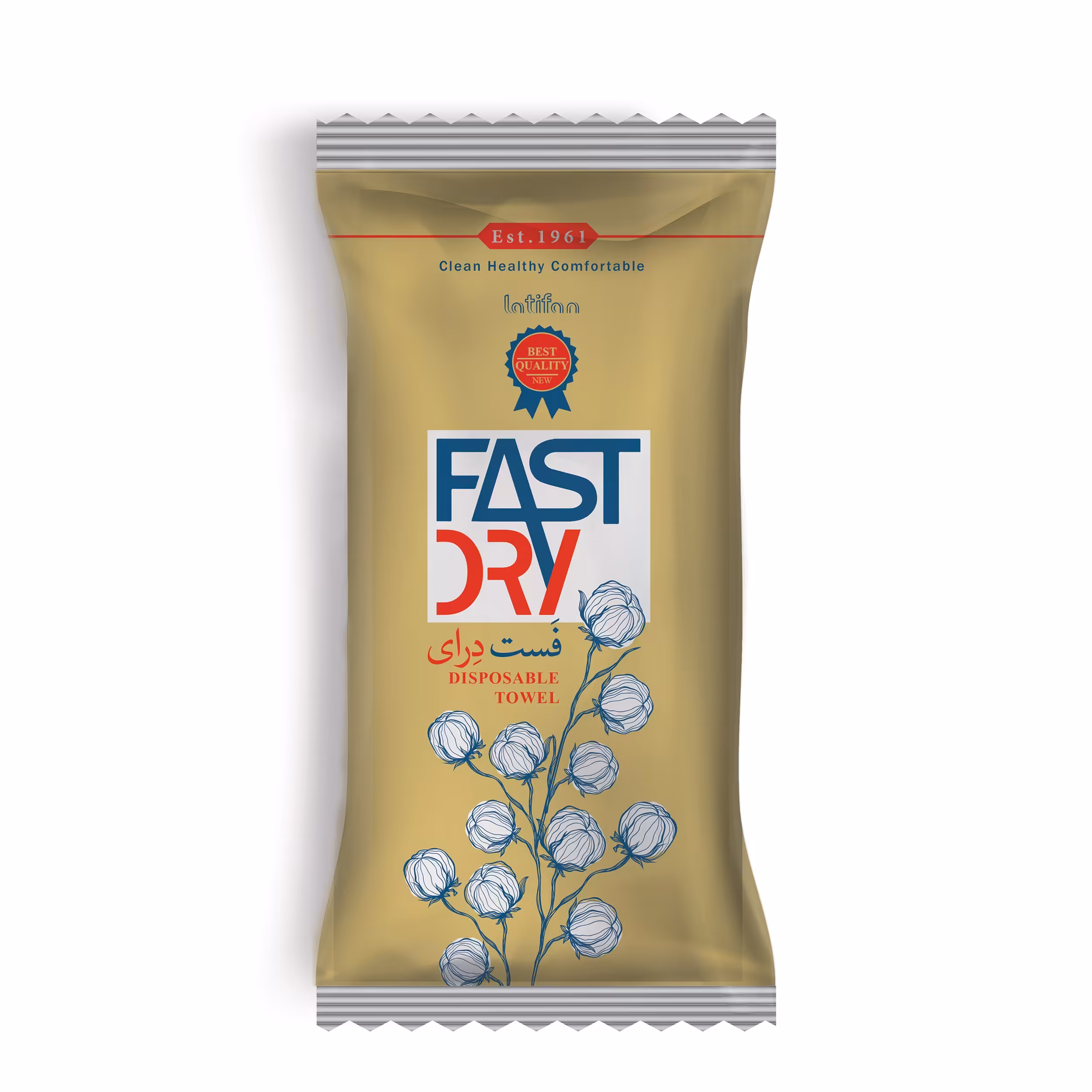 حوله یکبار مصرف فست درای مدل گلد سایز 40x40 سانتی متر بسته 50 عددی