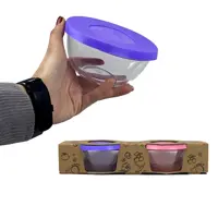 پیاله شیشه ای پاشا مدل درب دار 2 عددی