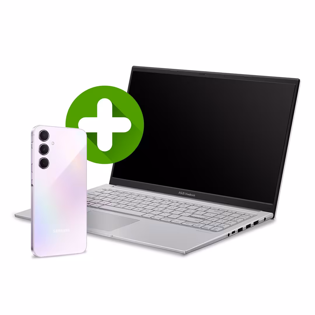 خرید و قیمت لپ تاپ ایسوس Vivobook X1504VA-NJ451، پردازنده Core i3-1315U، گرافیک اینتل   گوشی سامسونگ Galaxy A55