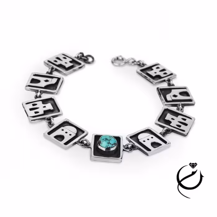 دستبند نقره و فیروزه راز مهتاب